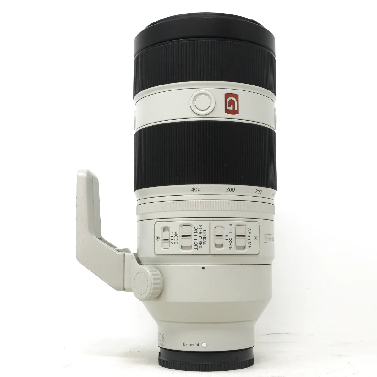 Used Sony FE 100-400mm F4.5-5.6 GM OSS lens - side angle