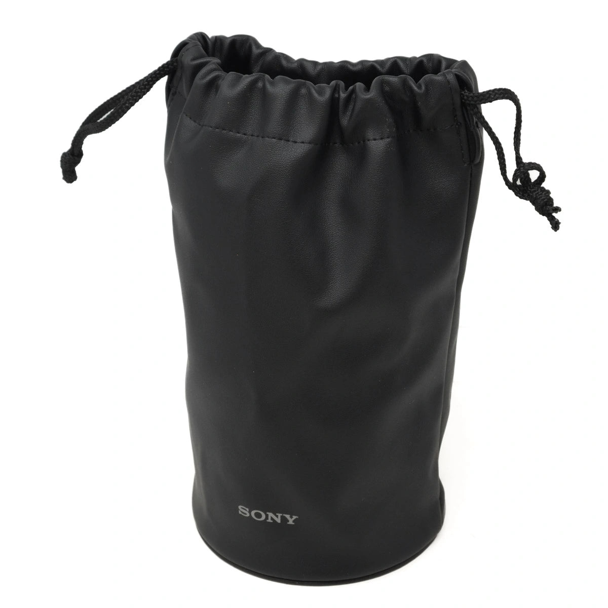 Black drawstring pouch with 'Sony' branding on a white background