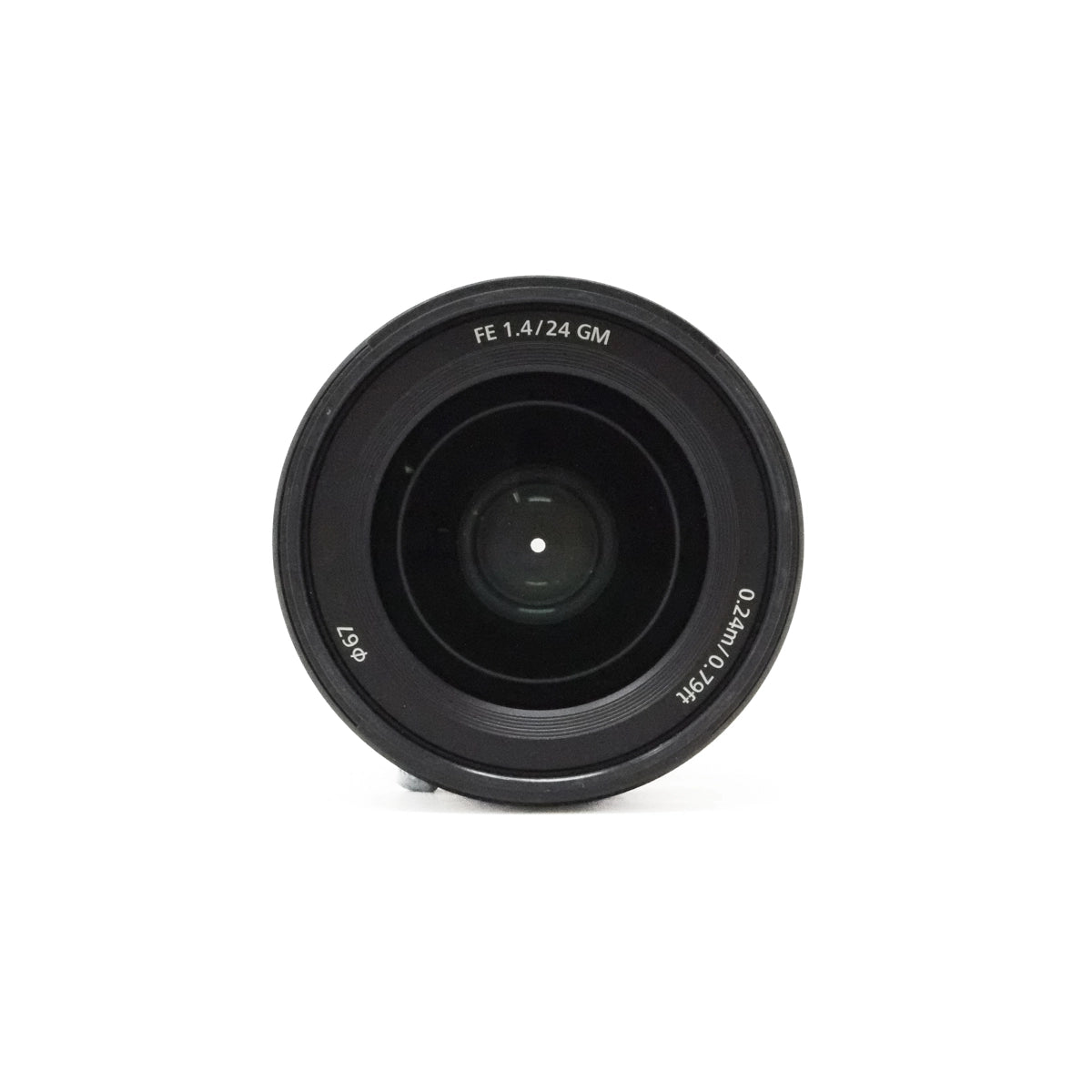Used Sony FE 24mm f1.4 GM lens front angle