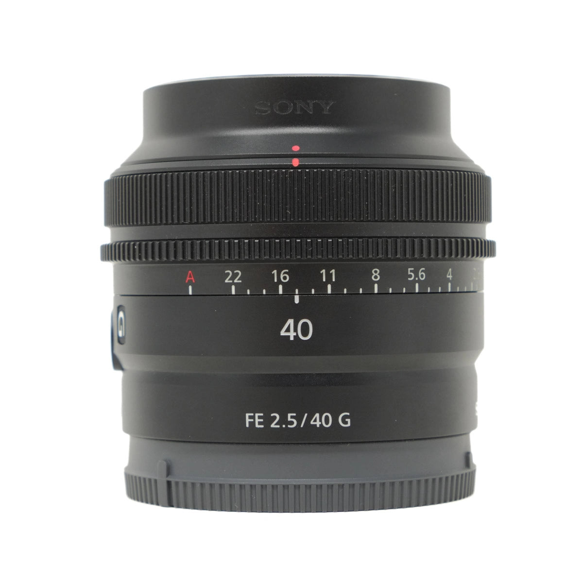Used Sony FE 40mm F2.5G lens - front angle