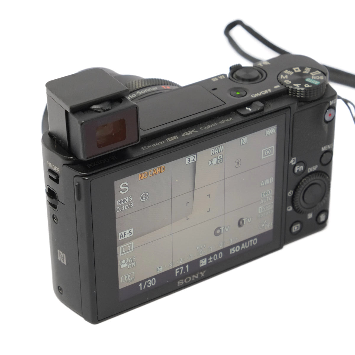 Sony camera with screen on a white background