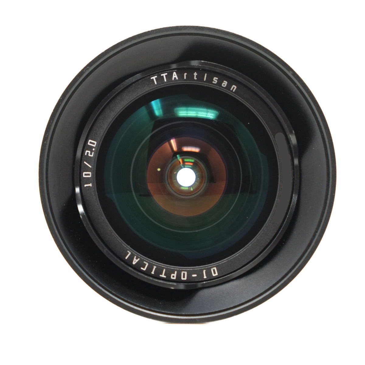 Camera lens with 'TTArtisan' branding on a white background