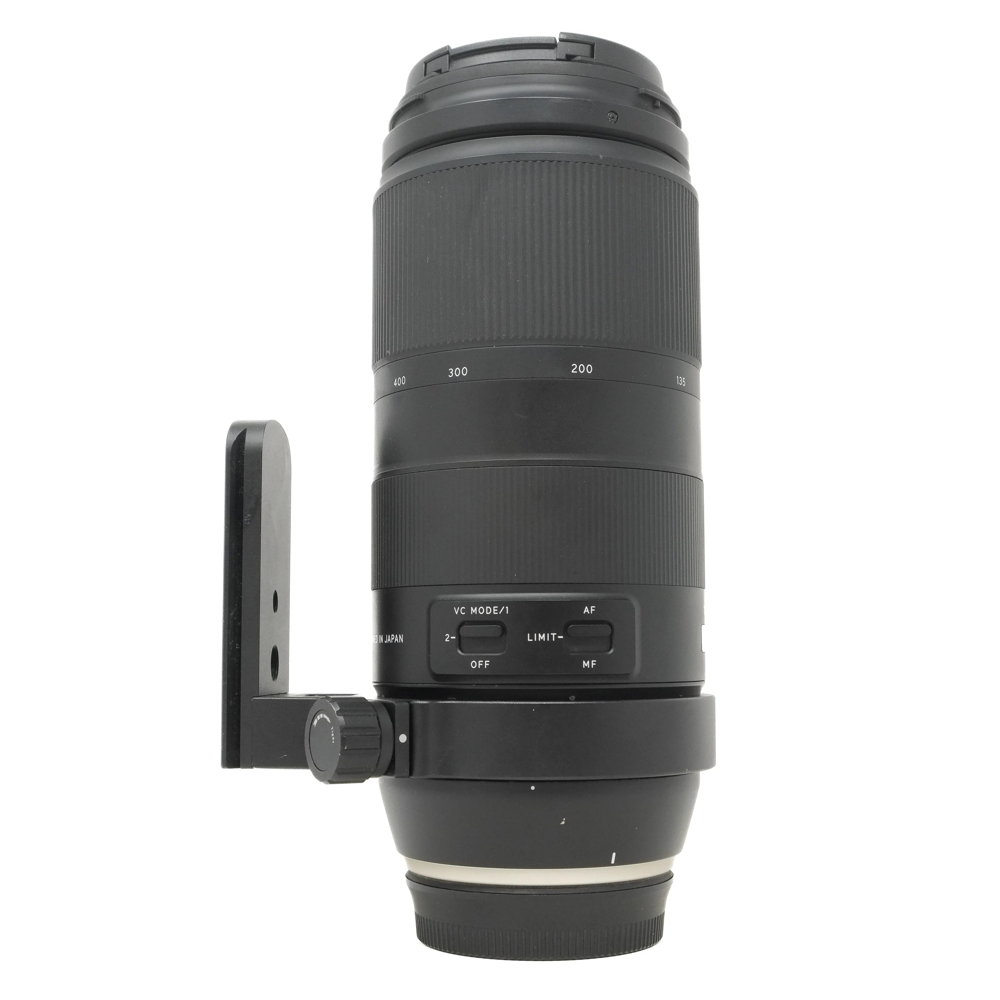Camera lens with a mount on a white background