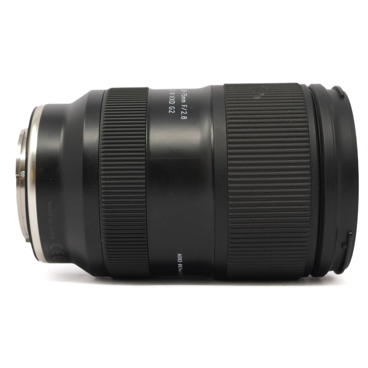 Used Tamron 28-75mm F2.8 Di III VXD G2 lens in Sony E mount - side angle