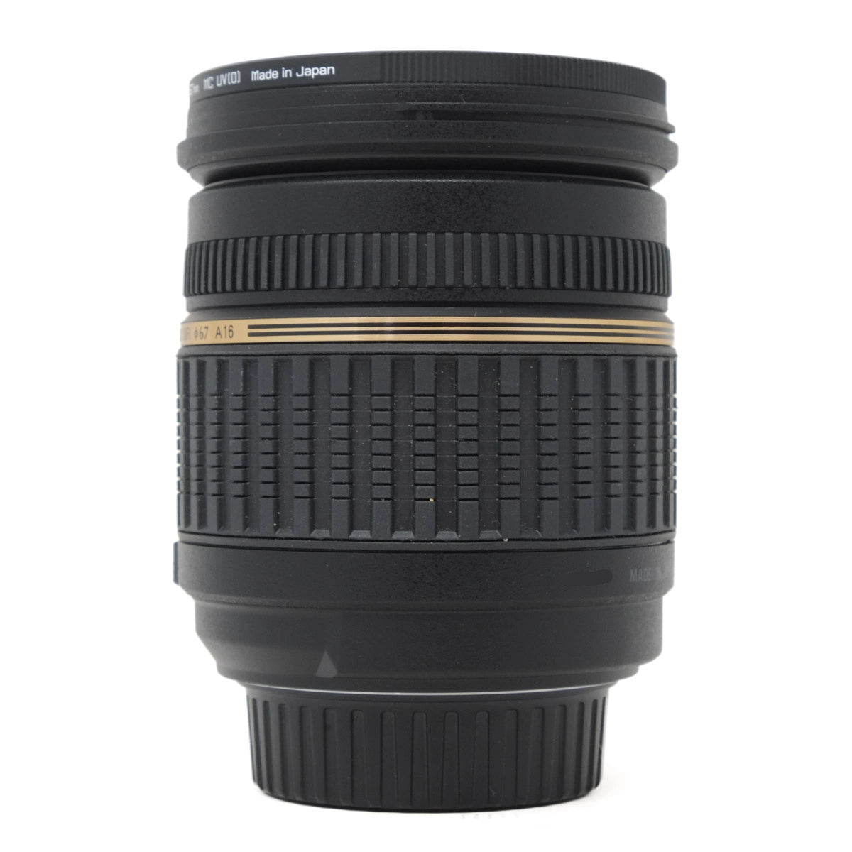 Camera lens with 'Made in Japan' text on a white background