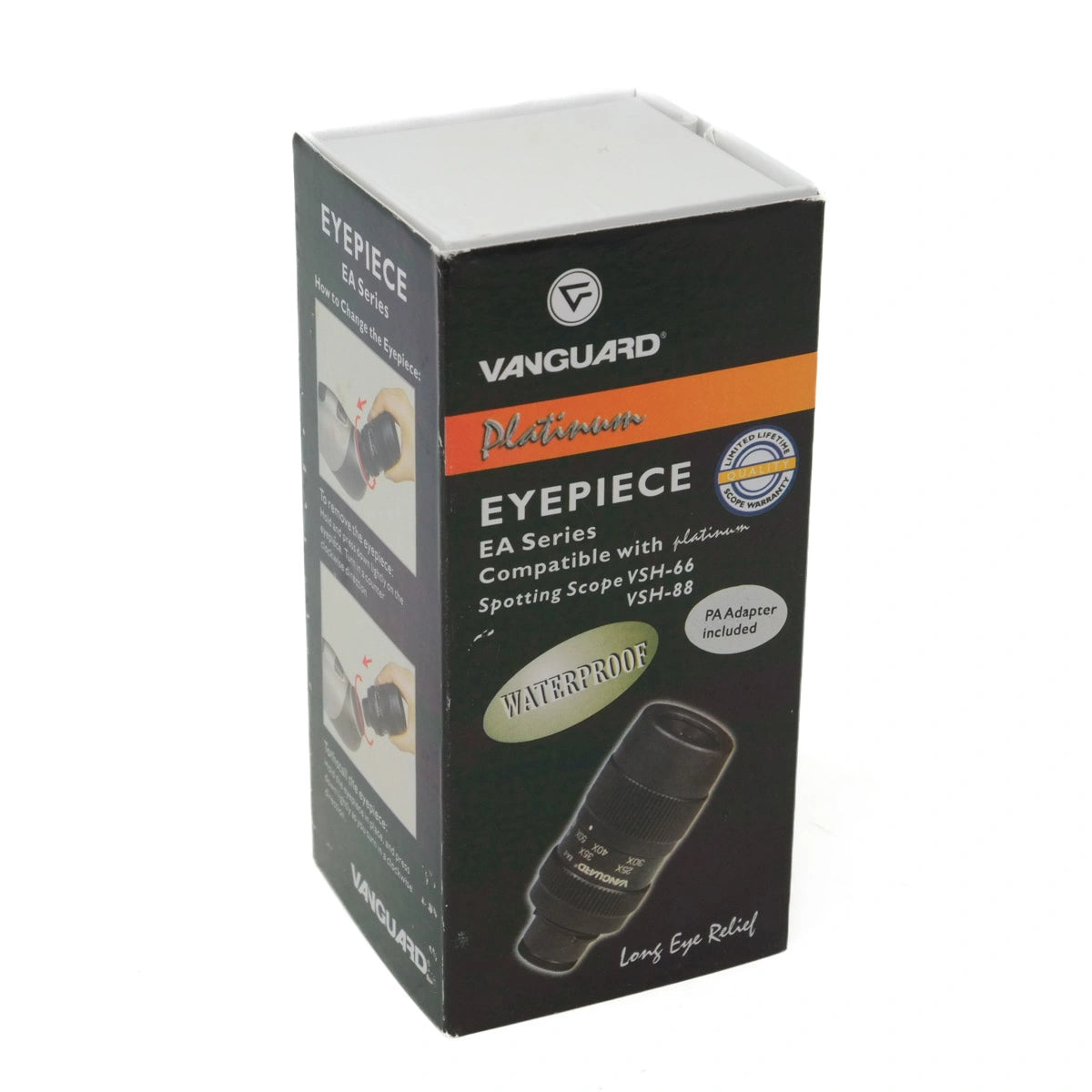 Vanguard eyepiece packaging box on a white background