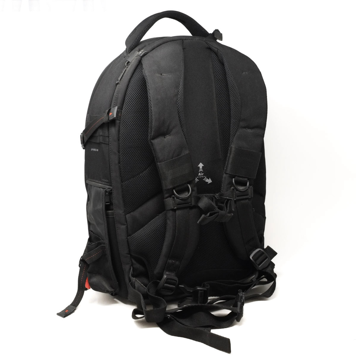Black backpack on a white background