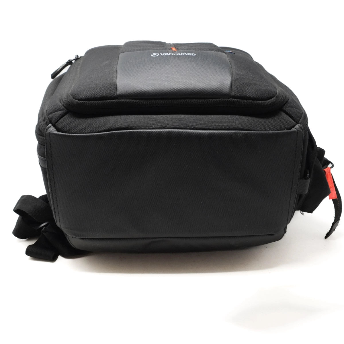 Black camera bag with a visible brand logo on a white background