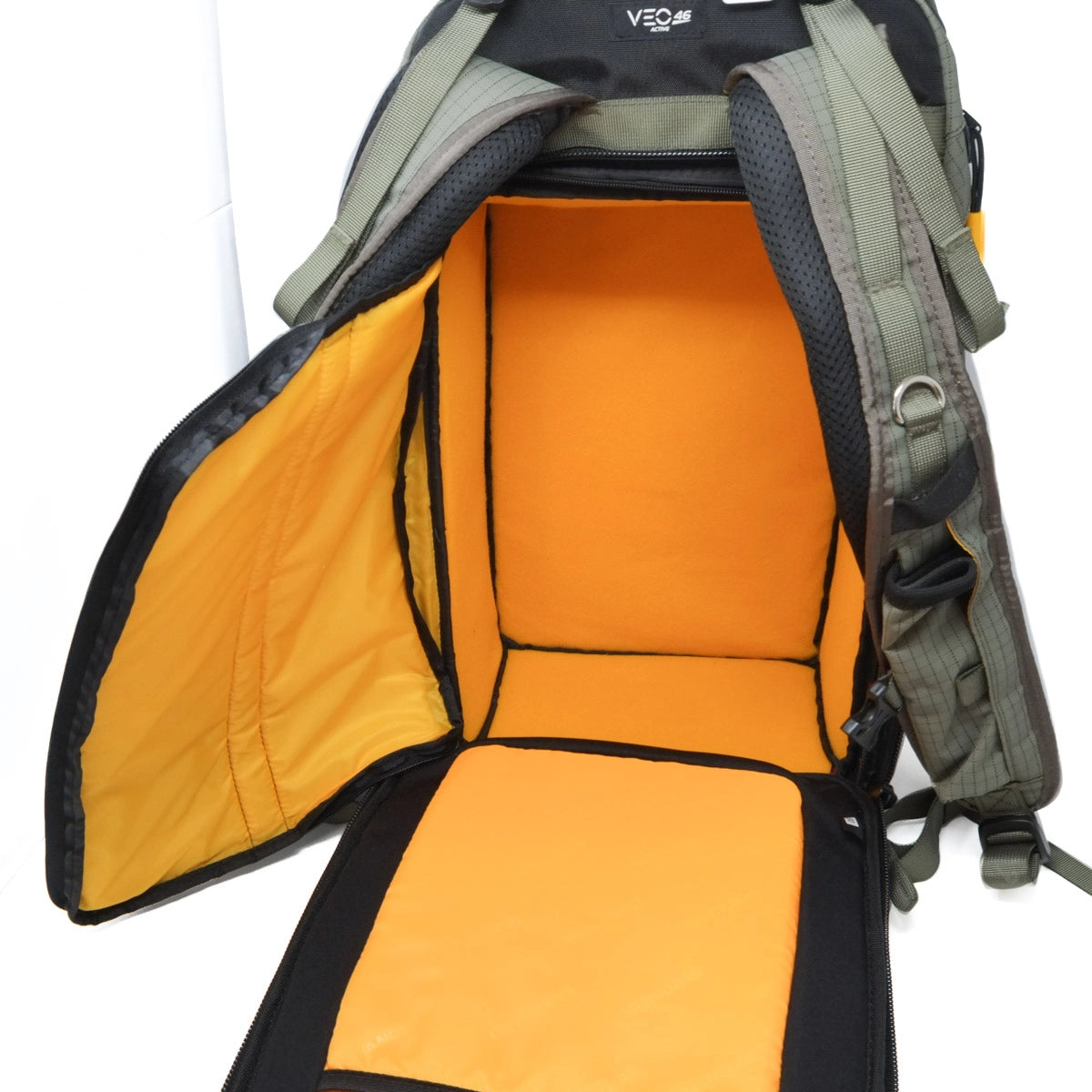 Backpack with interior on a white background