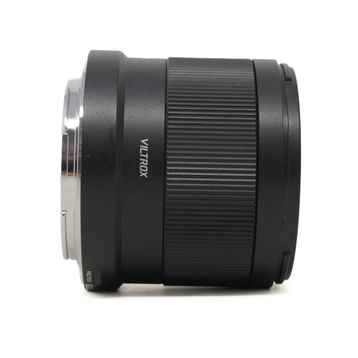 Black camera lens with 'Viltrox' branding on a white background