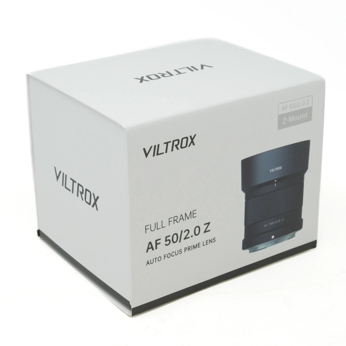 Viltrox camera lens packaging box on a white background