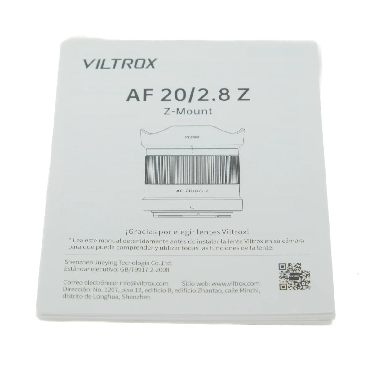 Used Viltrox AF 20mm F2.8 in Nikon Z Mount - instructions