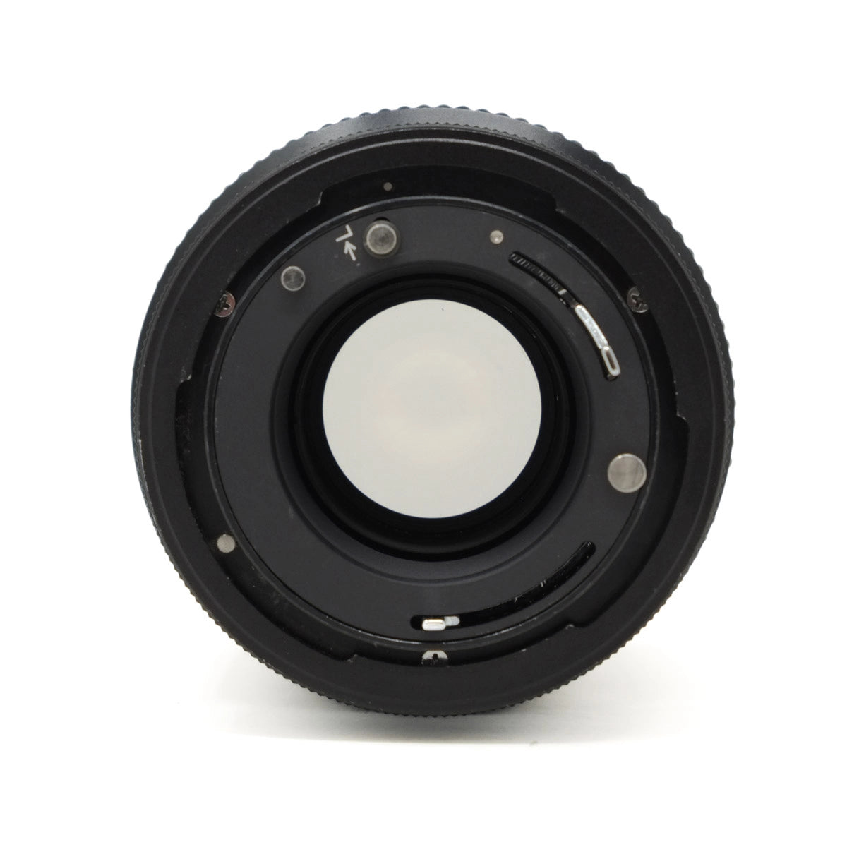 Camera lens mount on a white background