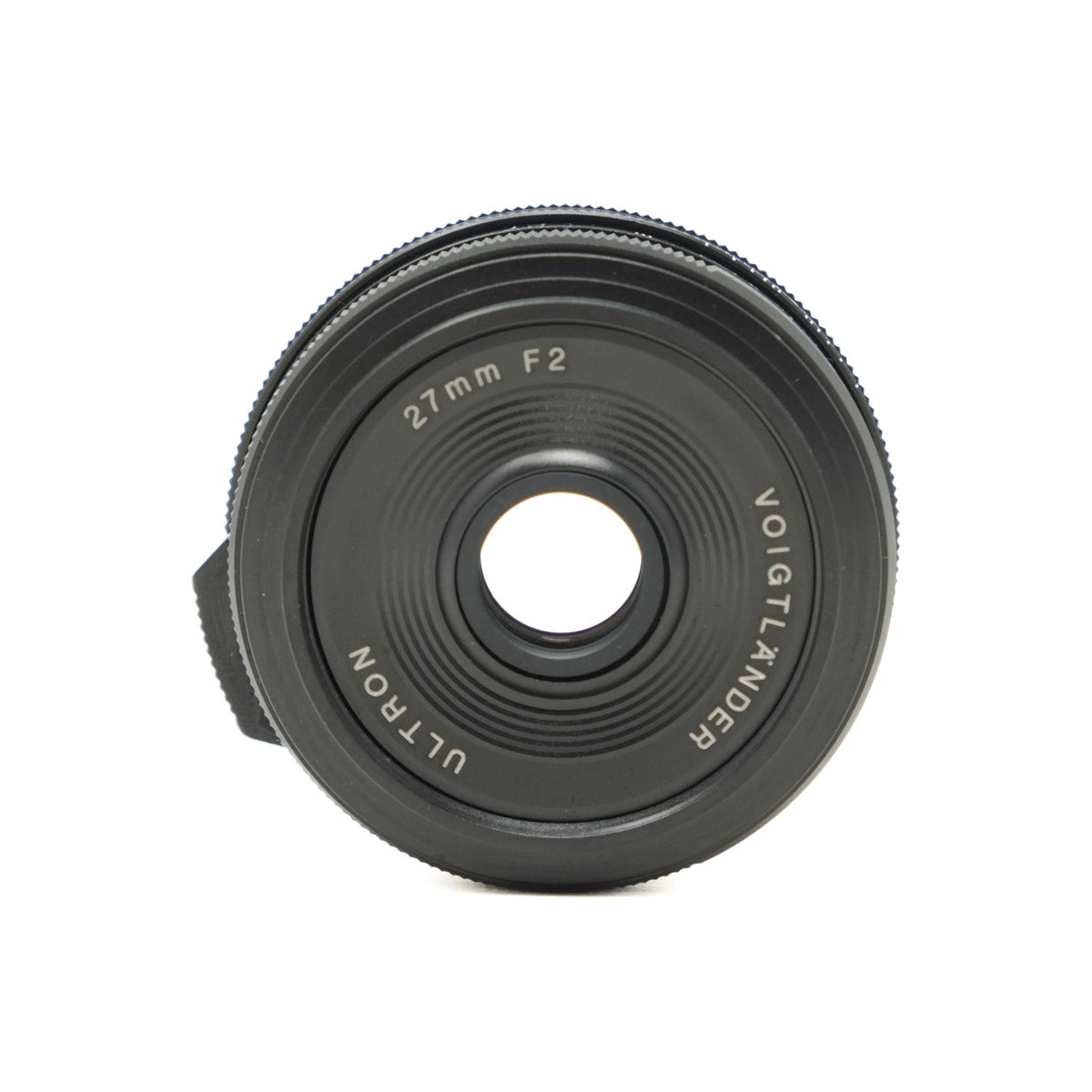 Used Voightlander Ultron 27mm F2 lens in X-Mount - top angle