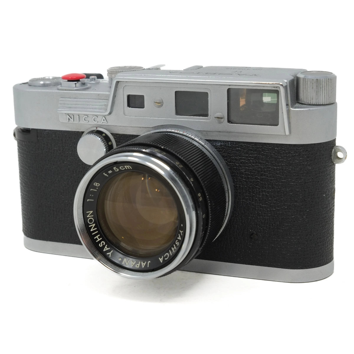 Vintage camera with a prominent lens on a white background