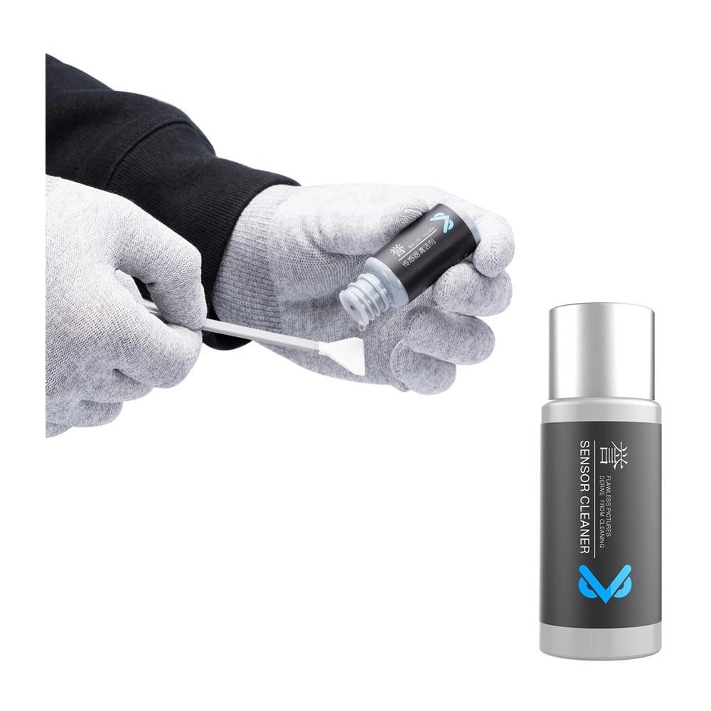 VSGO APS-C Frame Sensor Cleaning Rod Kit angle of cleaning solution being applied to sensor swob