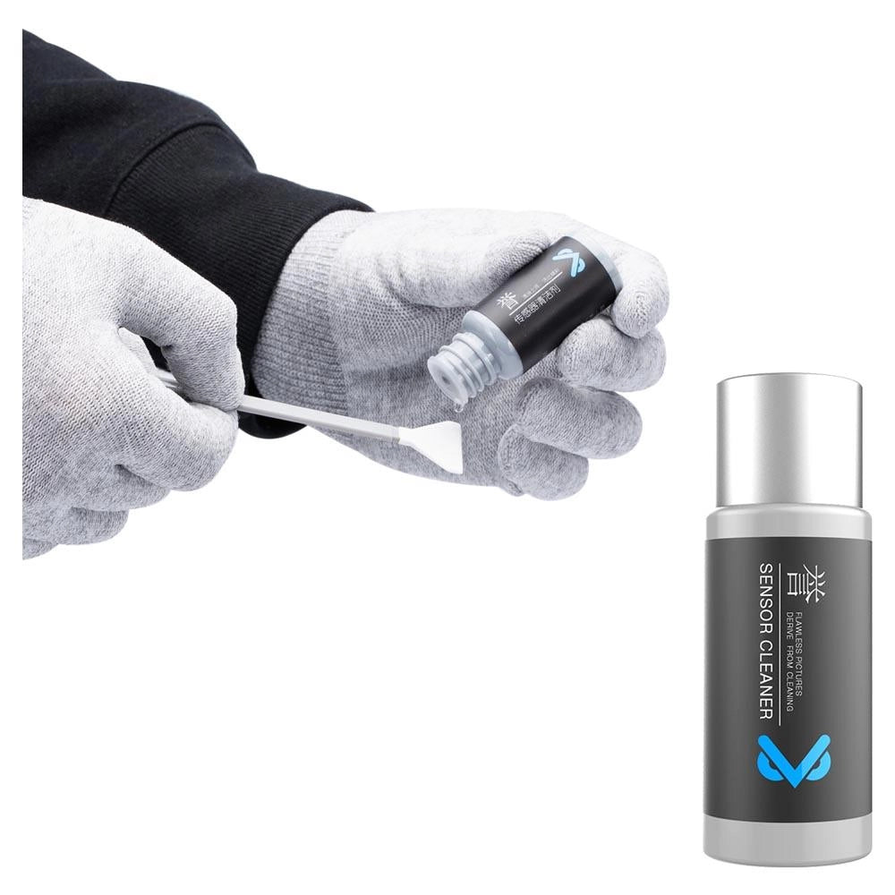 VSGO Sensor Cleaning Kit for Micro 4/3 Camera front angle of sensor solution being applied to swob