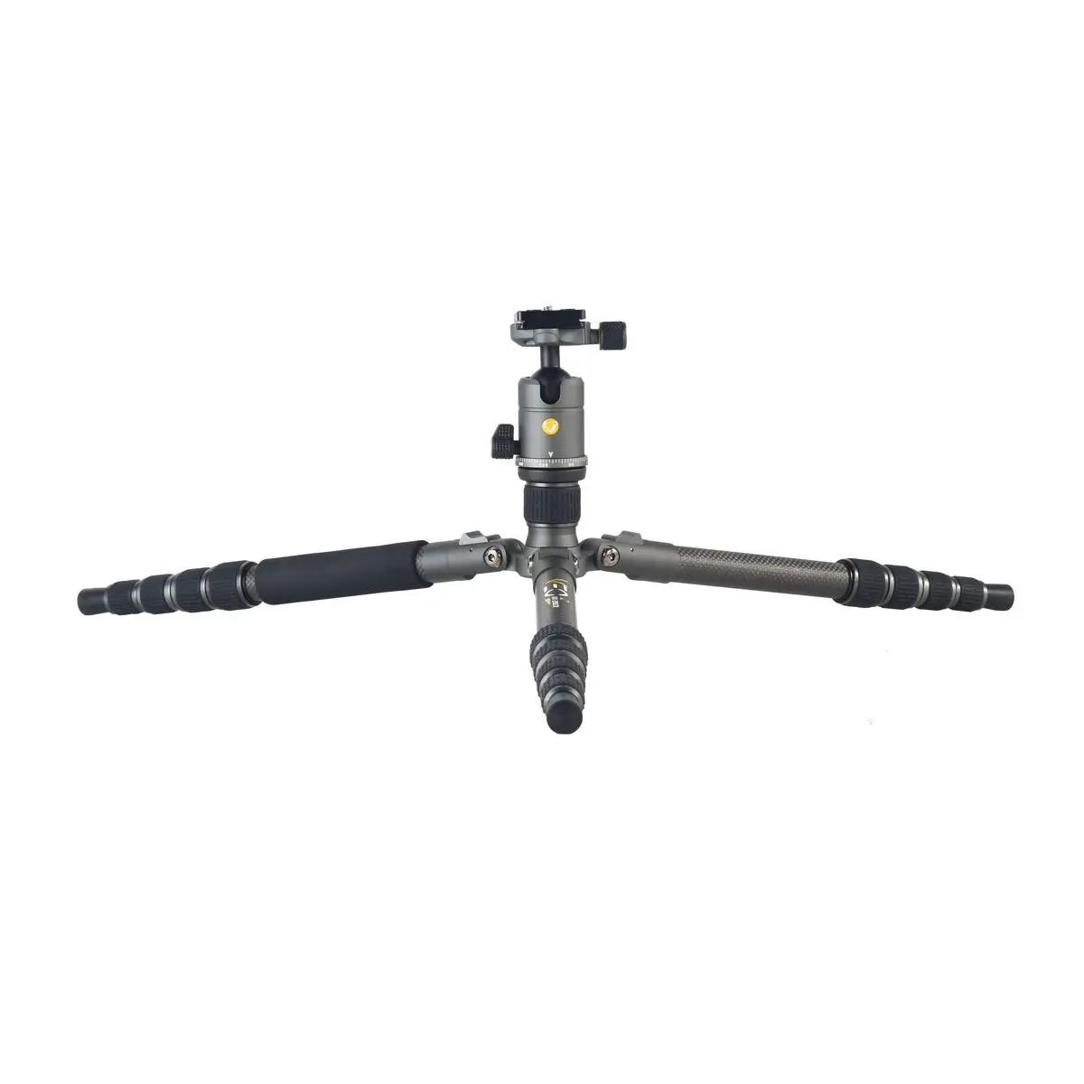 Camera tripod on a white background