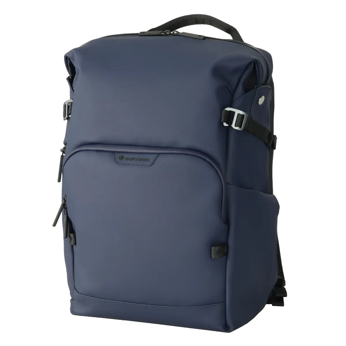 Blue backpack with visible brand logo on a white background