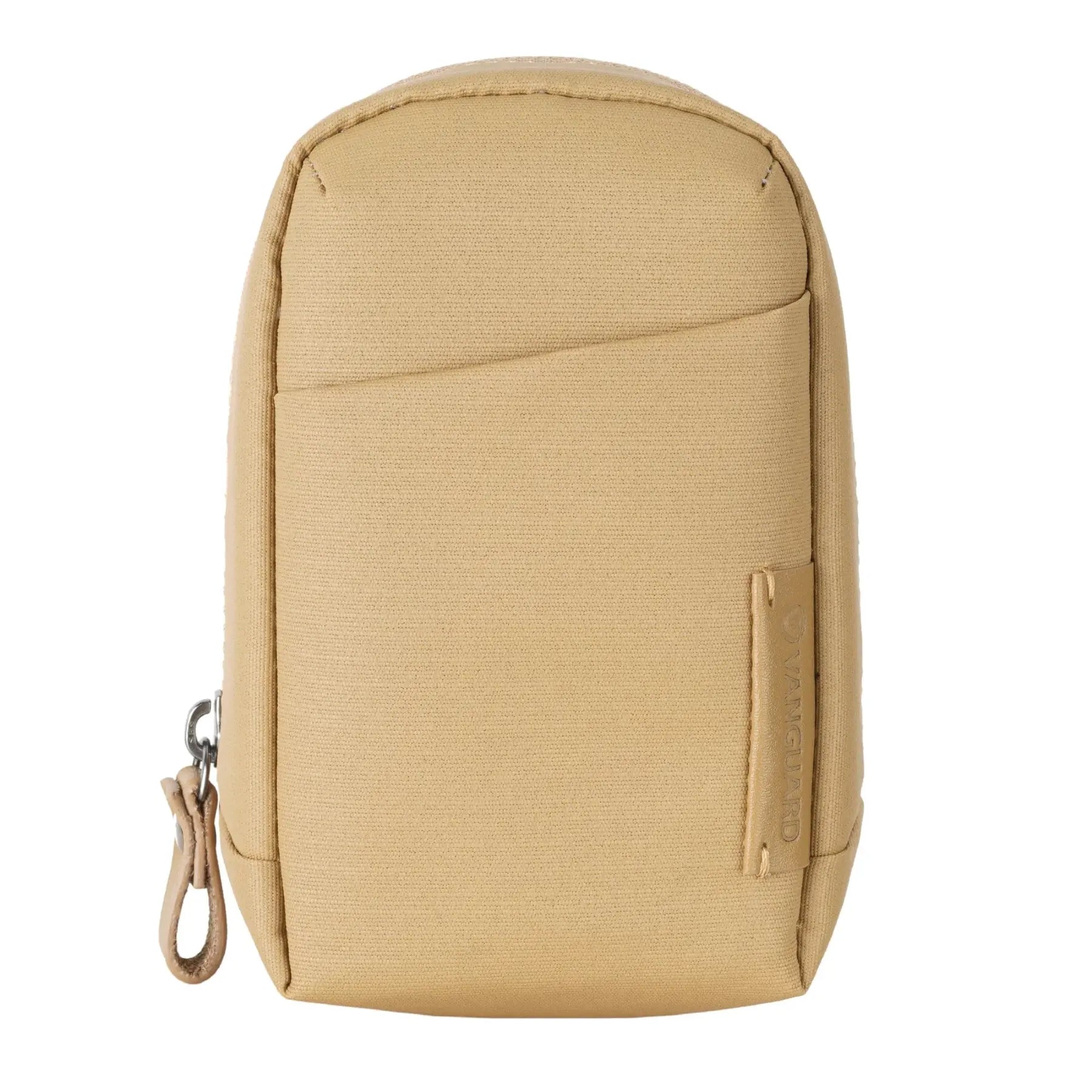 Tan backpack on a white background