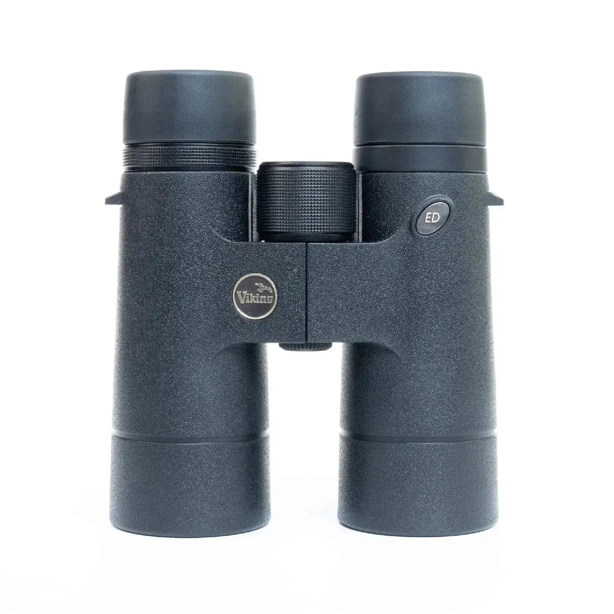 Black binoculars with a brand logo on a white background