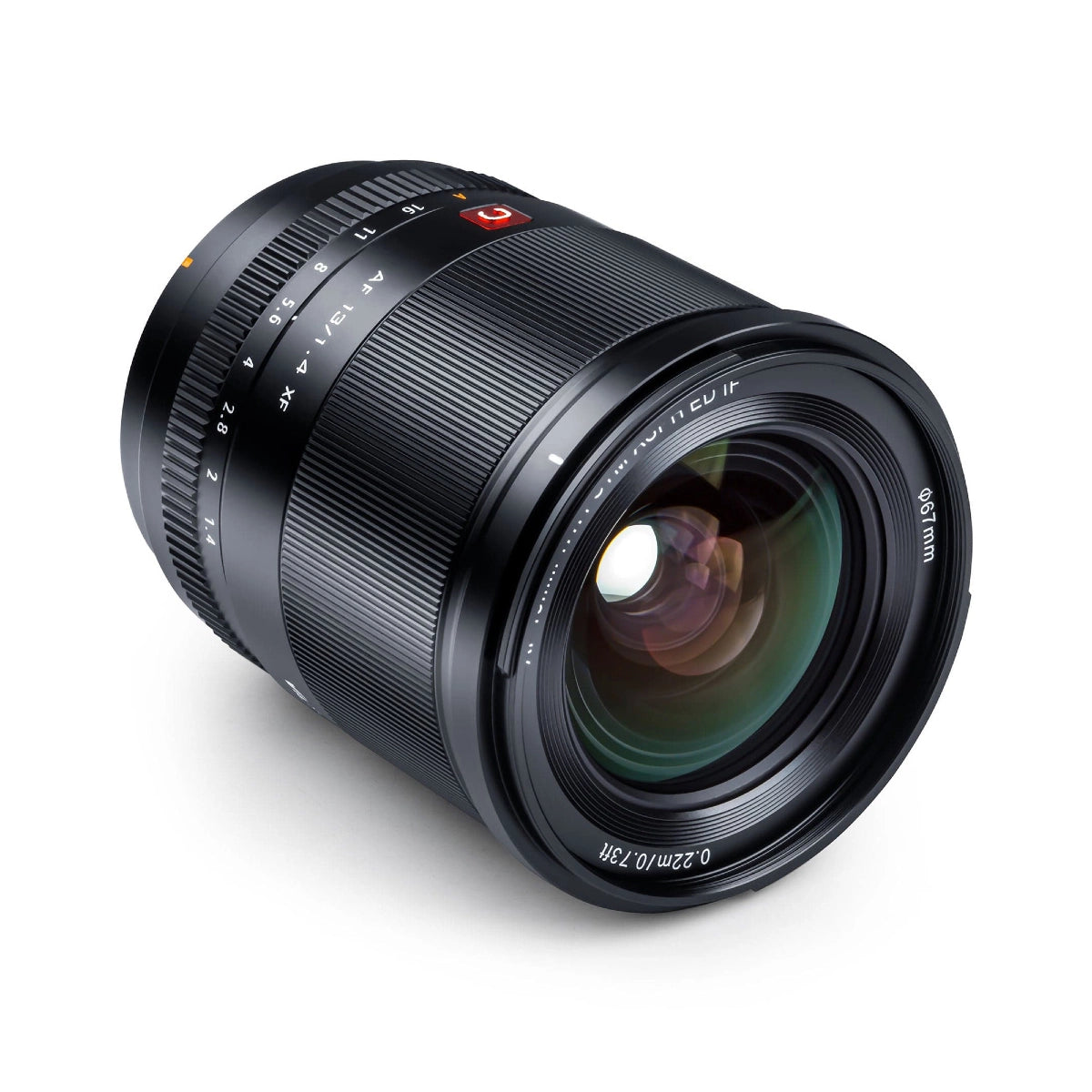 Viltrox 13mm F1.4 AF Fuji X Mount Lens left side angle from front