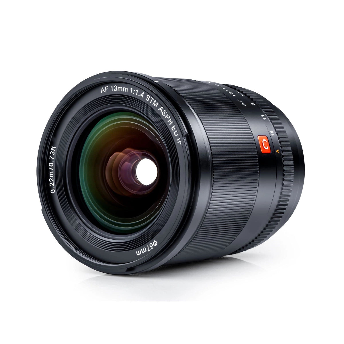 Viltrox 13mm F1.4 AF Fuji X Mount Lens right side angle from front