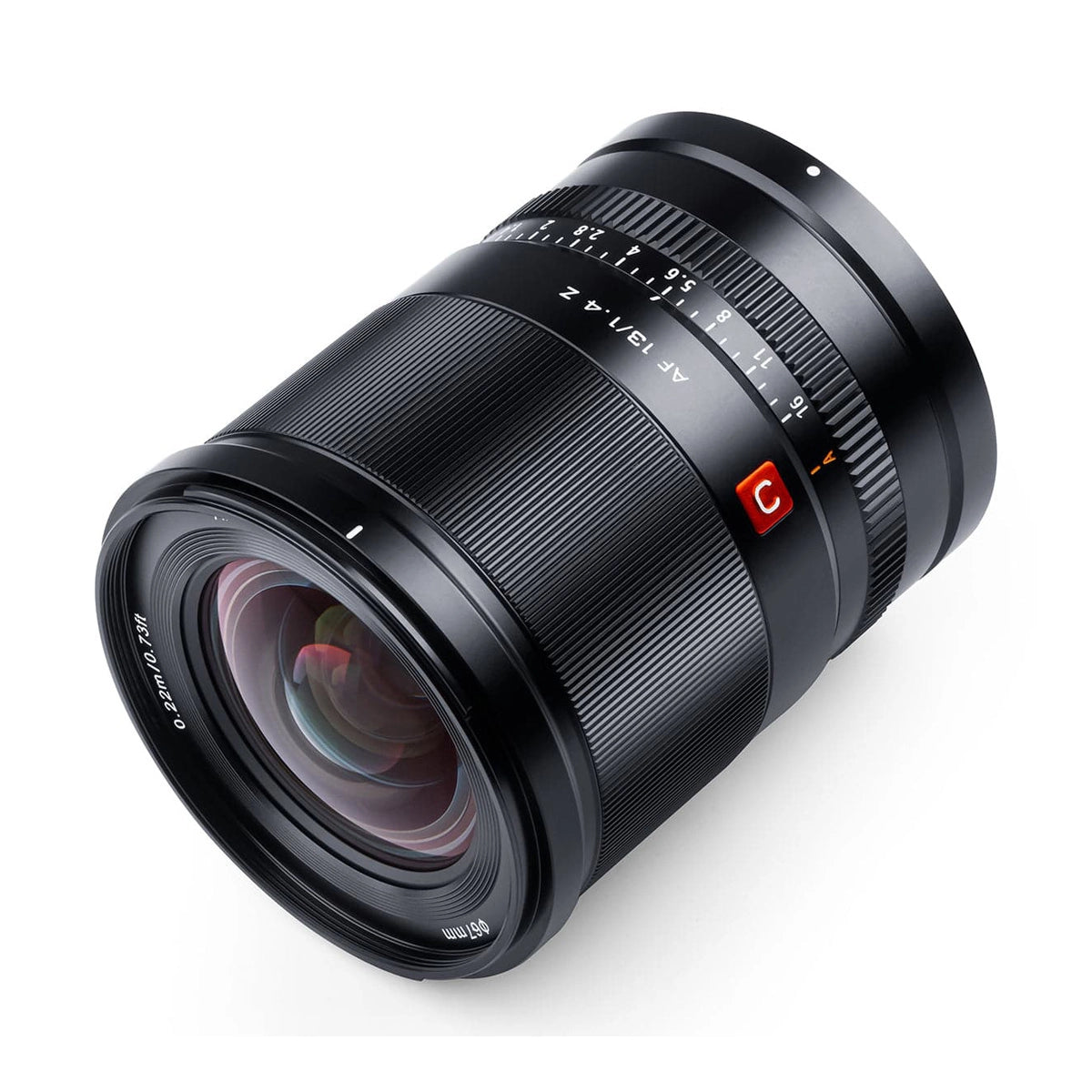 Viltrox 13mm F1.4 AF Nikon Z Mount Lens front angle from right side