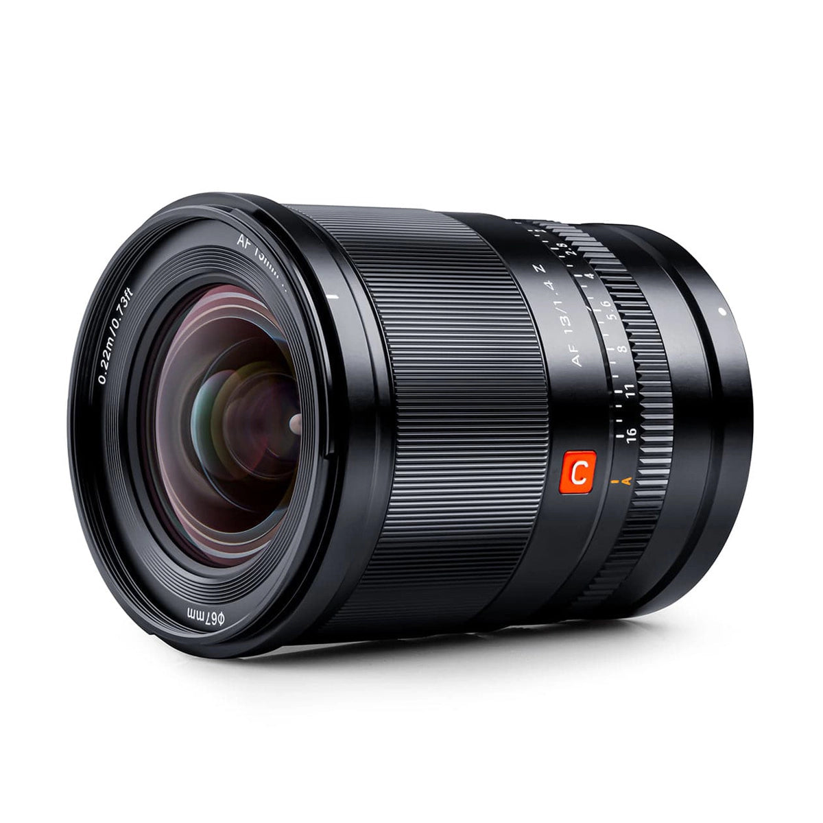 Viltrox 13mm F1.4 AF Nikon Z Mount Lens front angle from right side