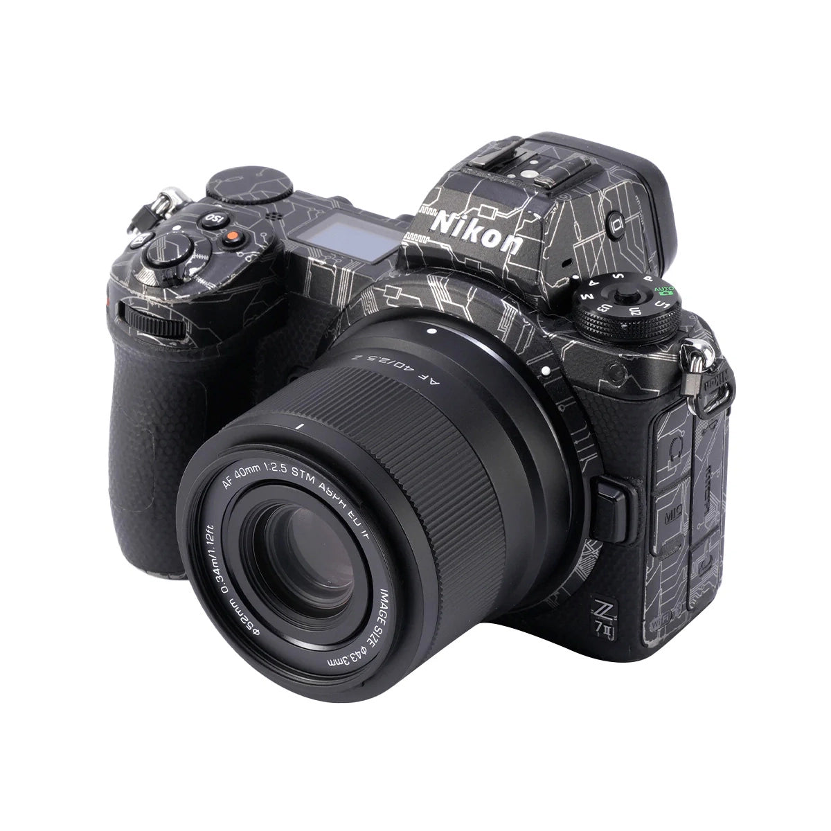 Viltrox 40mm F2.5 AF - Nikon Z Mount front angle on camera