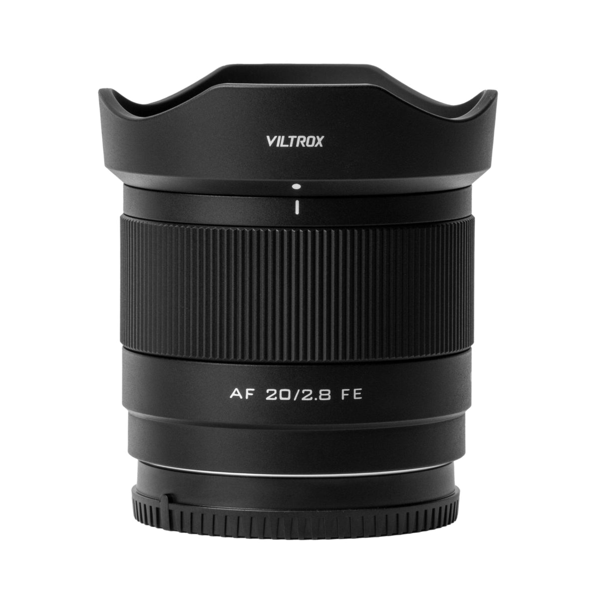 Viltrox AF 20mm F2.8 Full Frame Lens For Sony E-mount top angle with lens hood