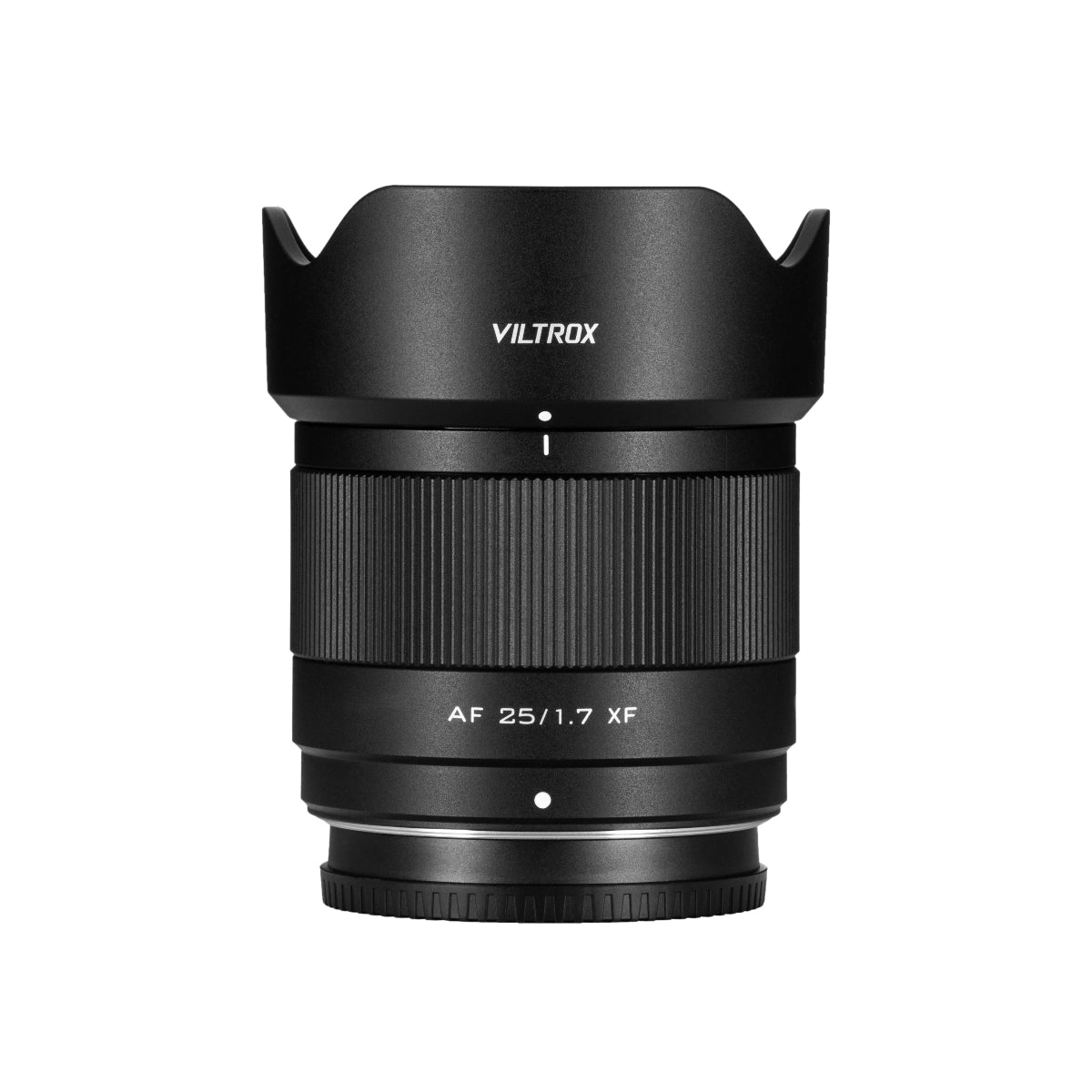 Viltrox AF 25mm F1.7 Lens - Fujifilm XF Mount top angle with lens hood