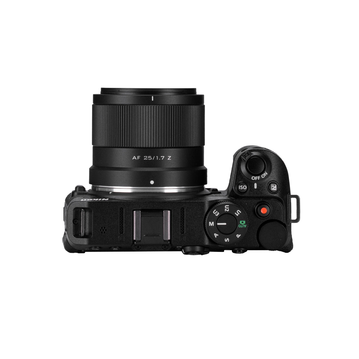 Viltrox AF 25mm F1.7 Lens - Nikon Z Mount top angle on camera