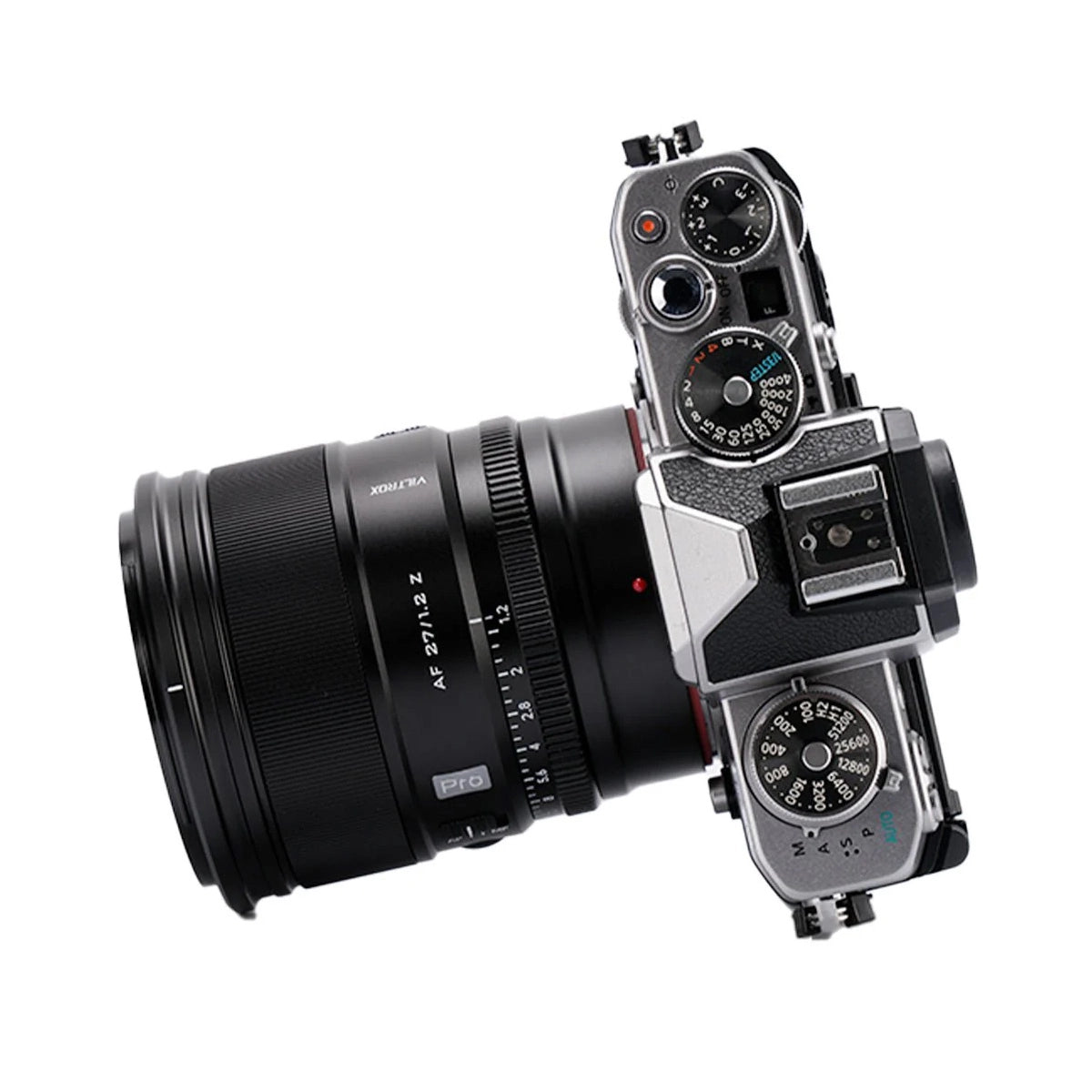 Viltrox AF 27mm F1.2 Lens - Nikon Z Mount top angle on camera