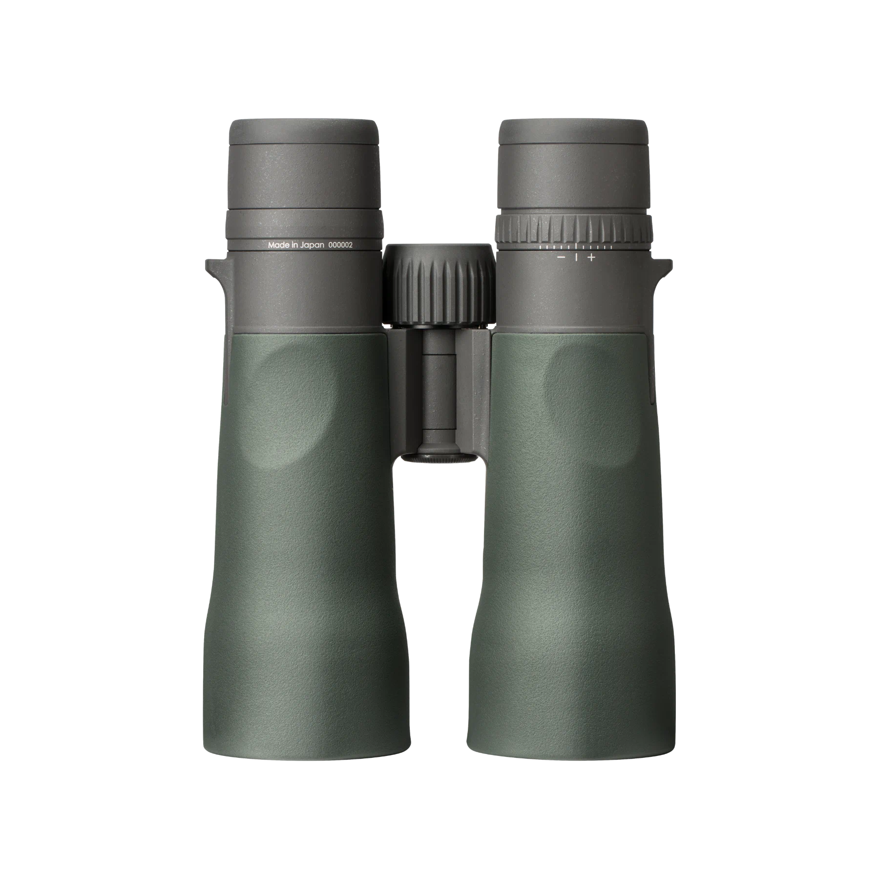 A pair of Vortex 10x50 binoculars in matte dark green with dark gray accents, shown against a plain white background.