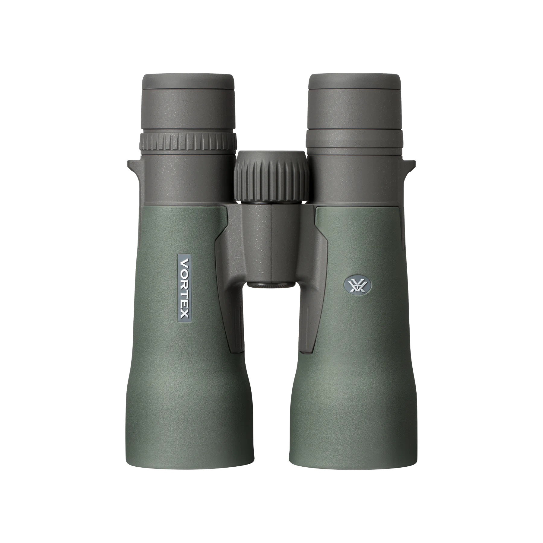 Vortex binoculars in a matte sage green and dark gray colorway, shown against a solid white background.