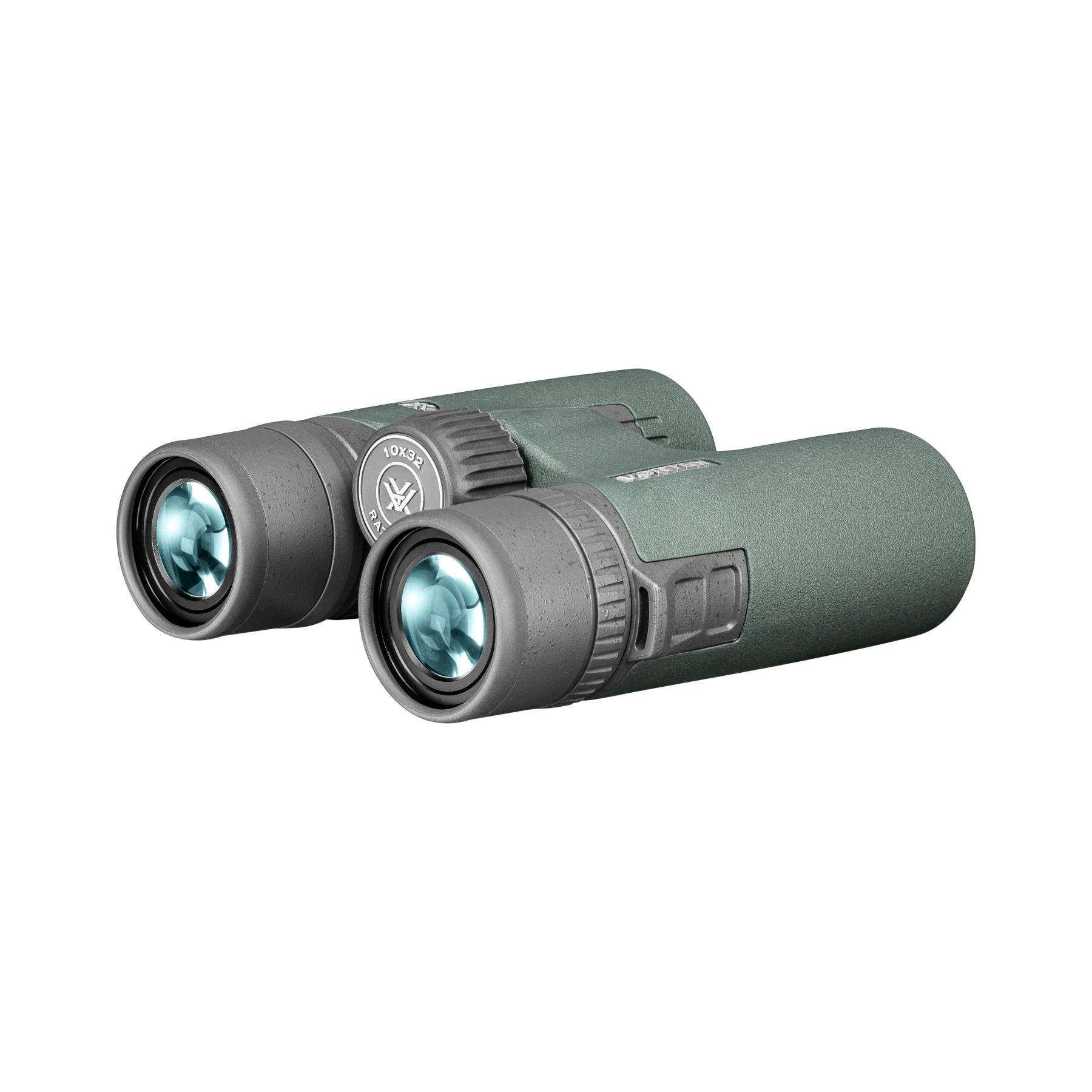 A pair of Vortex binoculars in matte green with dark gray accents, shown on a plain white background.