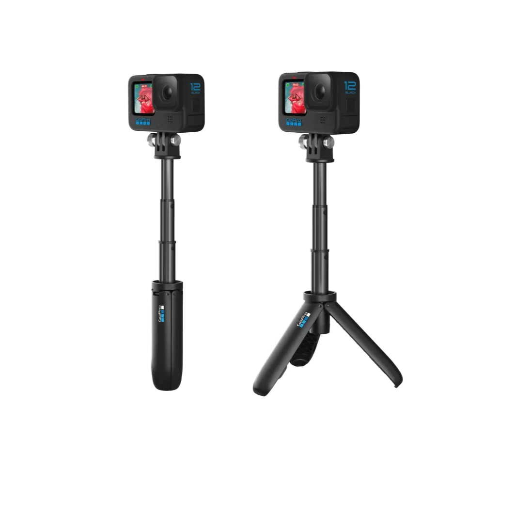 GoPro shorty - Product photo of the tripod grip with two side by side to illustrate the grip open and closed whilst extended.