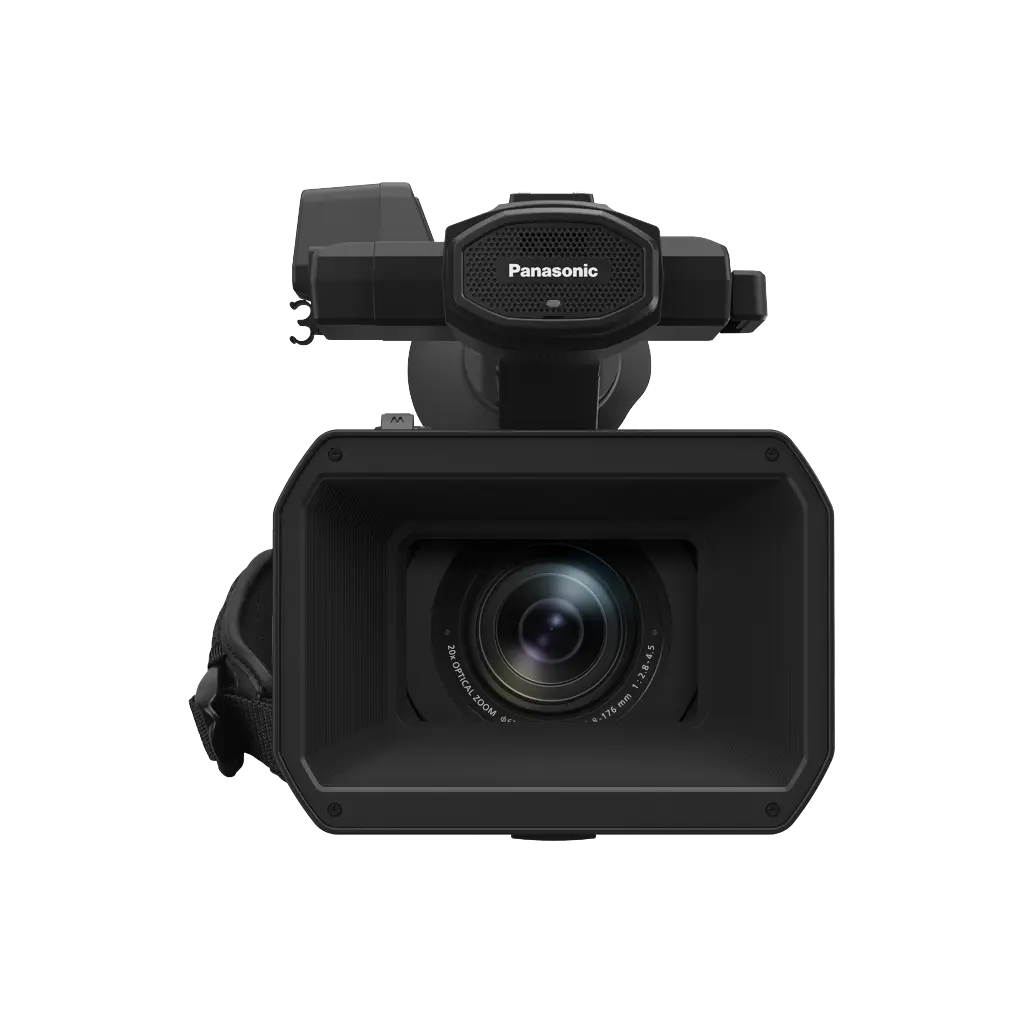 Black camera with Panasonic logo on a white background