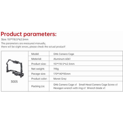 Falcam F22&F38 Quick Release Cage for Panasonic Lumix GH6 Camera