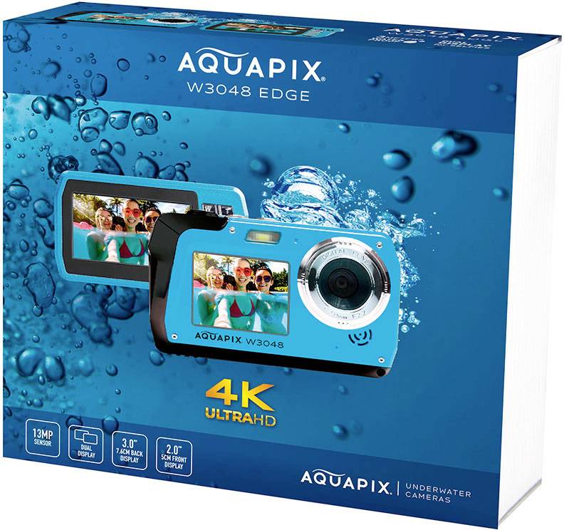 Easypix W3048 Edge Iceblue – Submersible Camera, 48MP Dual Screen