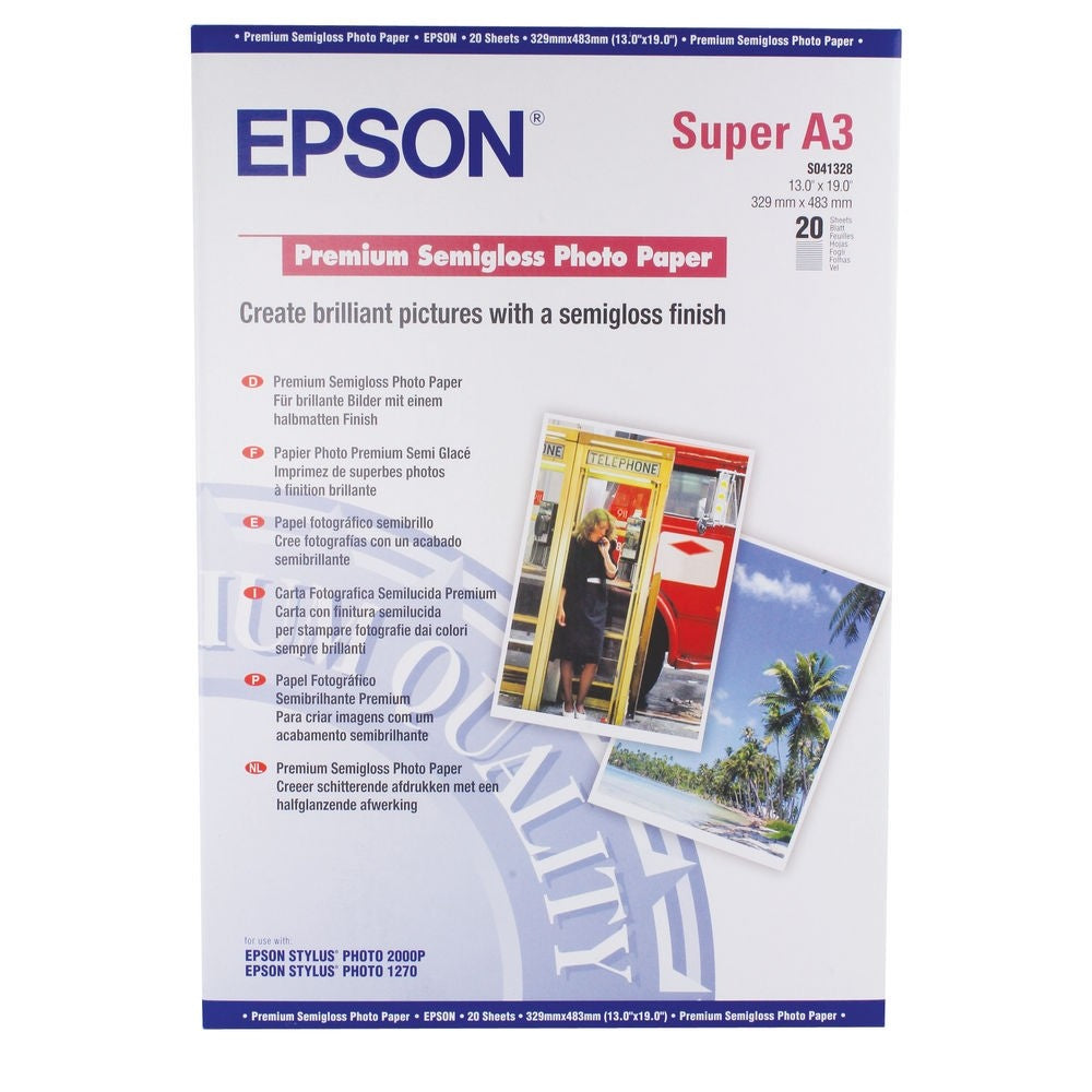Product Image of Epson A3 Premium Semi-Gloss Photo Paper A3+ 250gsm (Pack of 20)