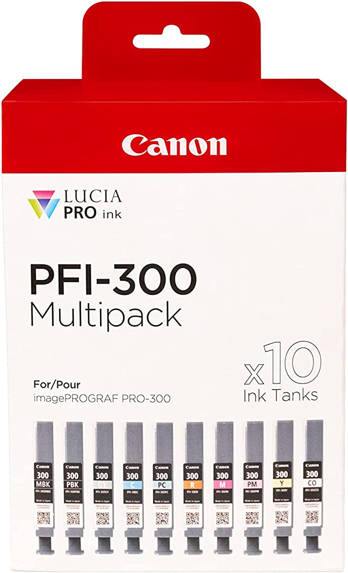 Product Image of Canon PFI-300 10 Ink Multi pack for Pro 300 Printer - MBK/PBK/C/M/Y/PC/PM/R/GY/CO