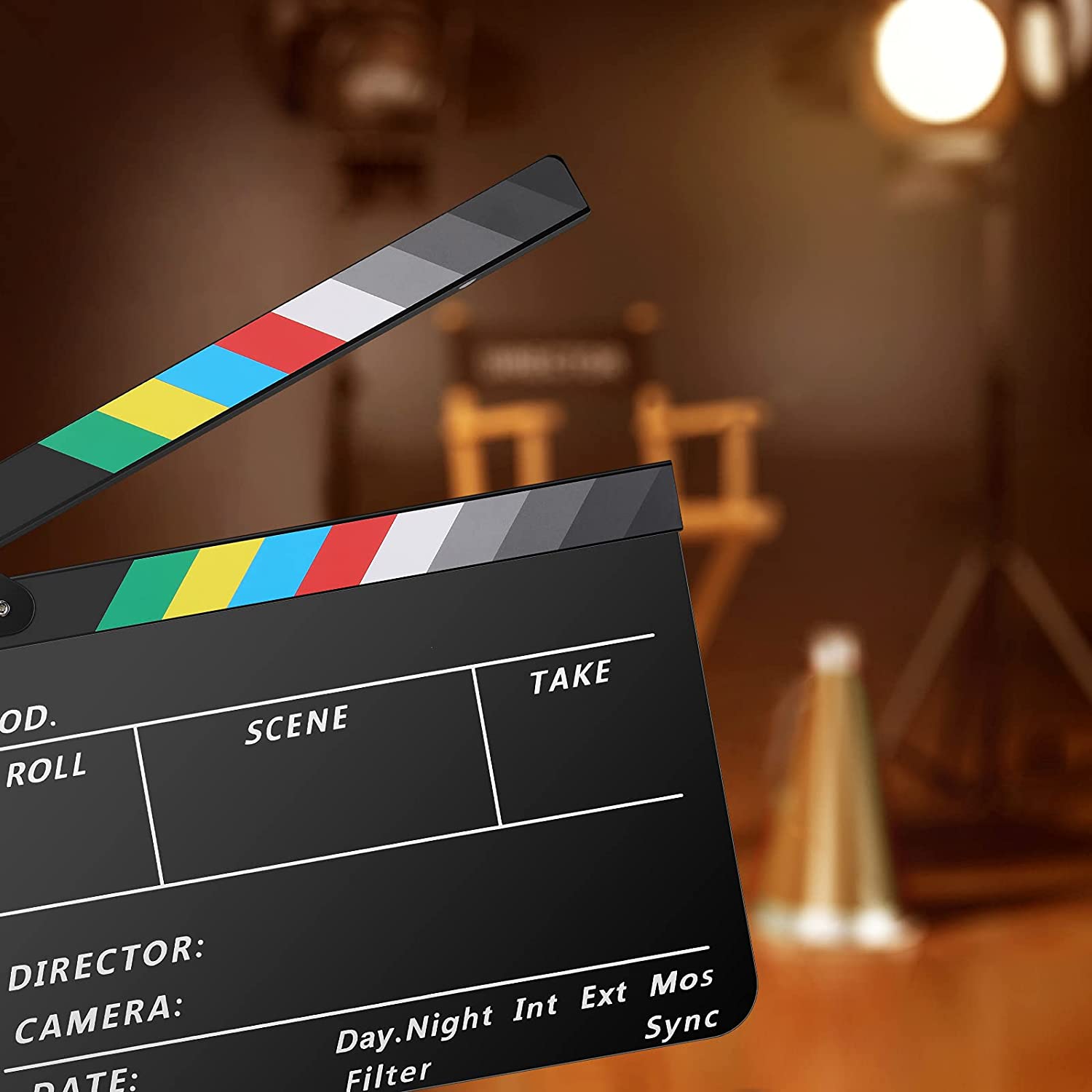 Acrylic Plastic Director's Film Clapboard Scene Clapper Board - Kit - Black