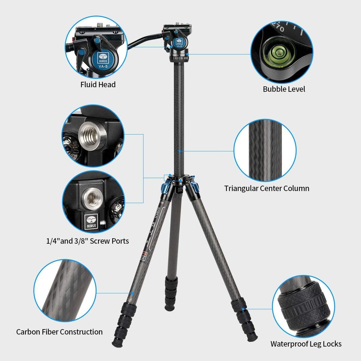 SIRUI Superb Travler 124 Carbon Fibre Tripod with VA-5