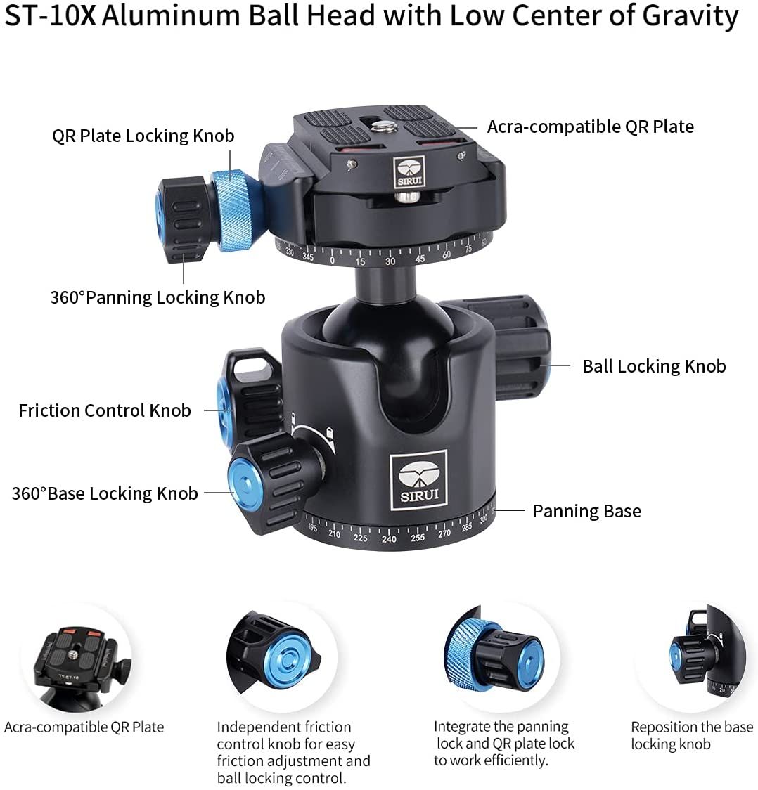 SIRUI Superb Travler 124 Carbon Fibre Tripod with ST-10X Ball Head