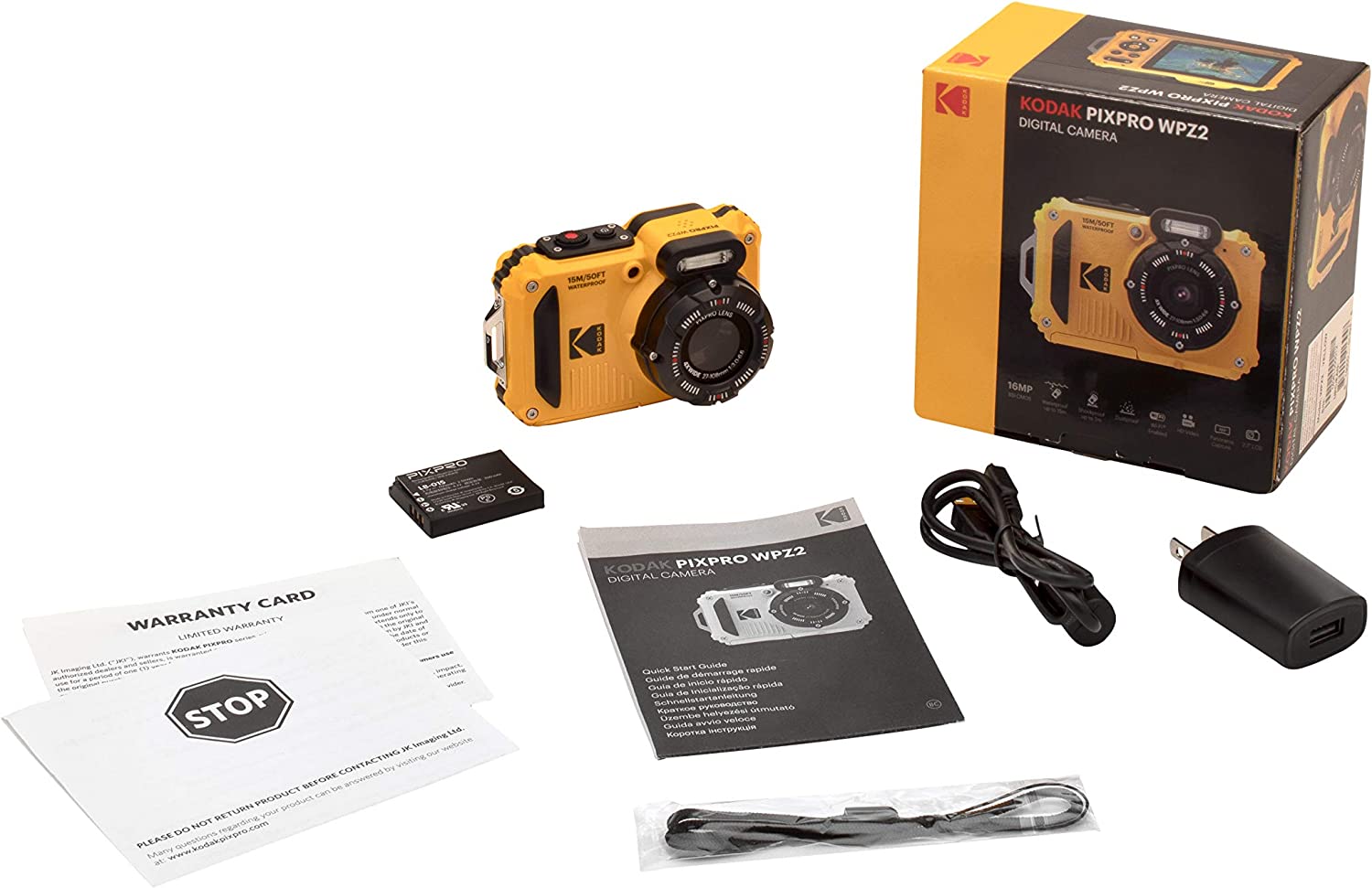 CLEARANCE Kodak PIXPRO WPZ2 16MP 4x Zoom Tough Compact Camera - Yellow