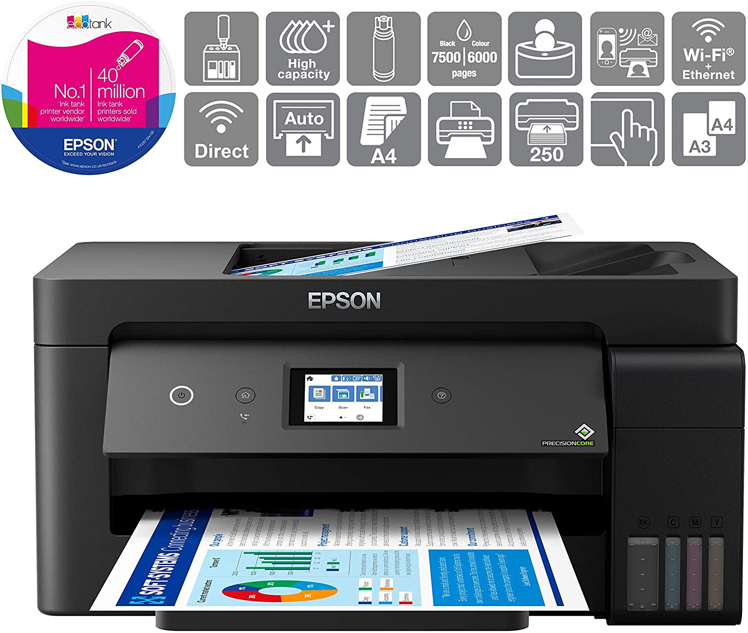 Epson EcoTank ET-15000 A3 Print Scan Copy Wi-Fi Printer, Black
