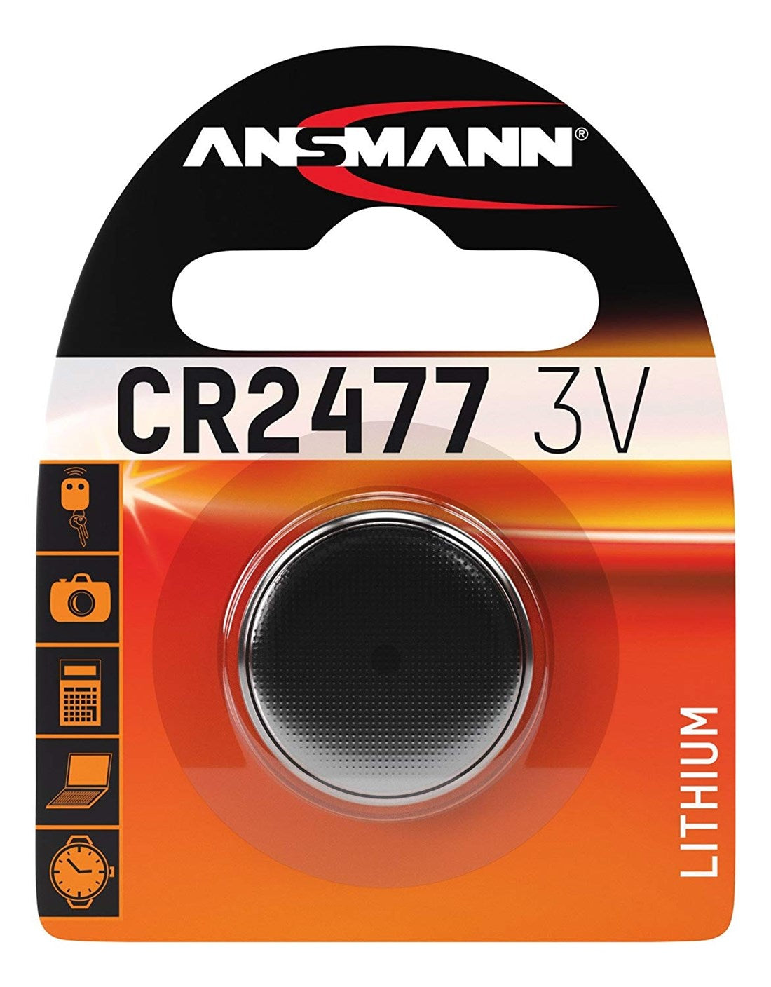 1516-0010  Ansmann Button Cell Battery, Lithium, CR2477, 3V, 1Ah