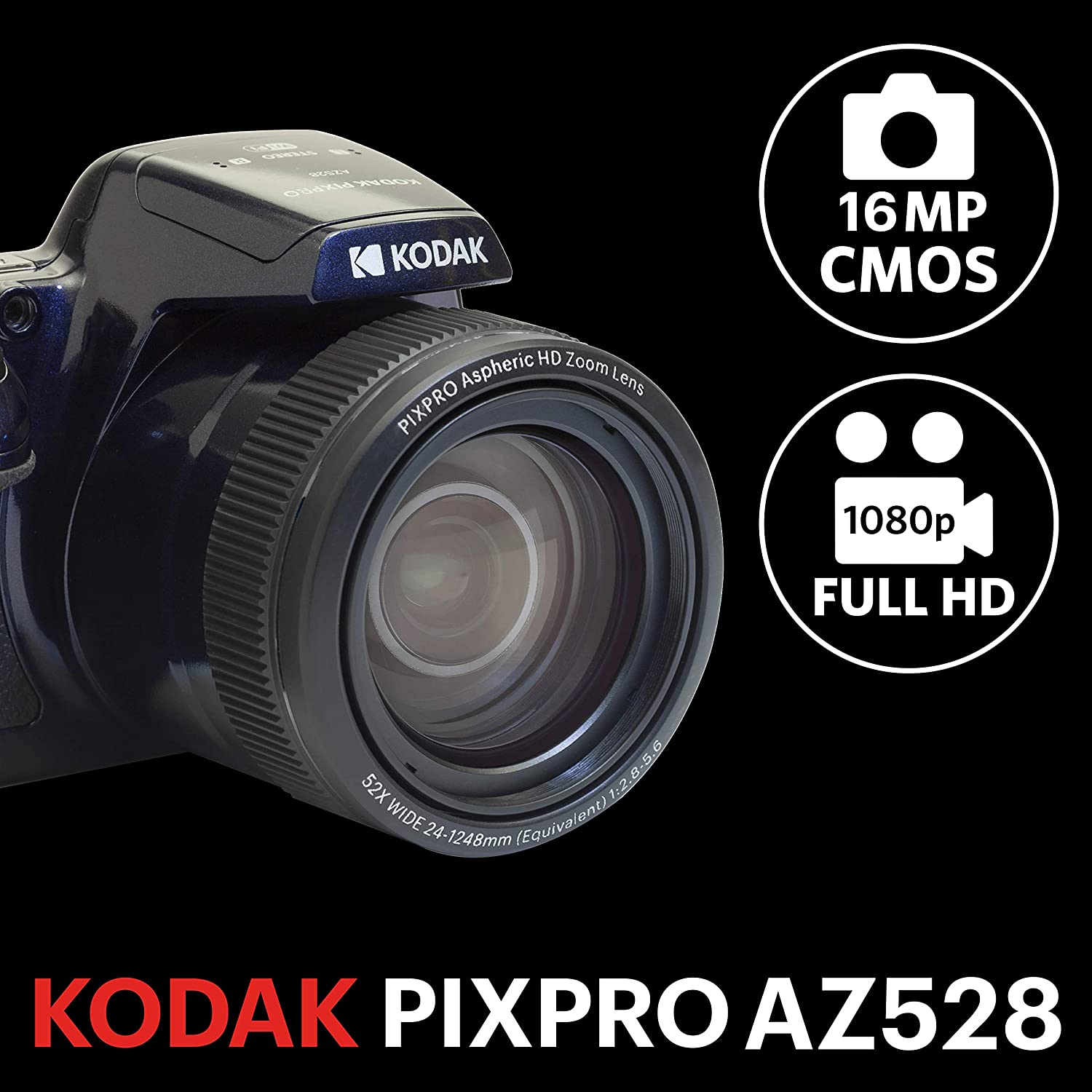 KODAK PIXPRO AZ528 Astro Zoom Digital Bridge Camera - Midnight Blue